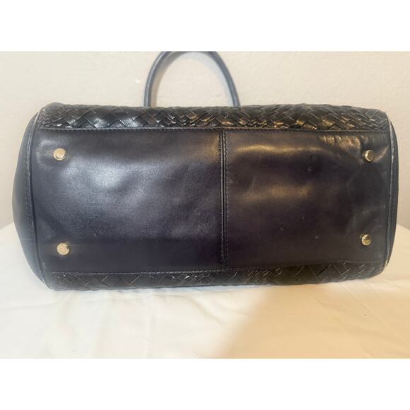 Cole Haan Black Woven Leather Tote Bag with Tassel Accent - Picture 8 of 11